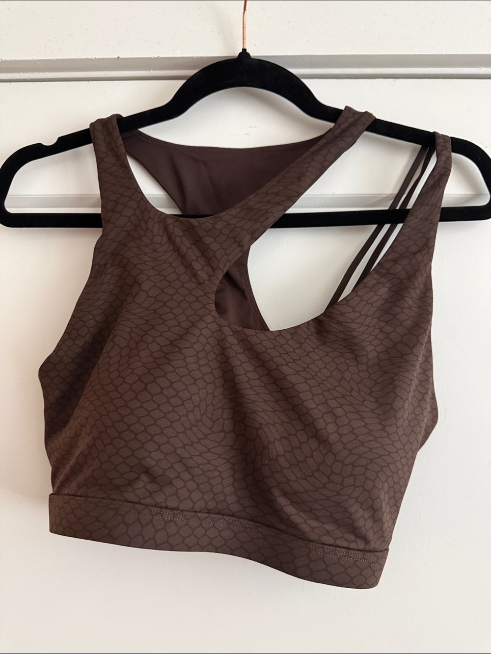 Fabletics Brown Textured Strappy Sports Bra